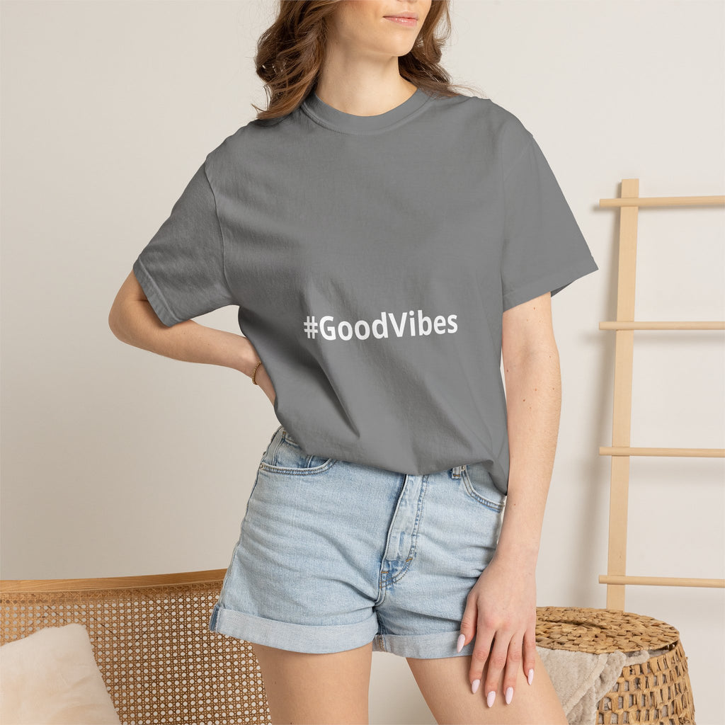 #GoodVibes T-Shirt — Casual Graphic Tee with Hashtag Positive Message