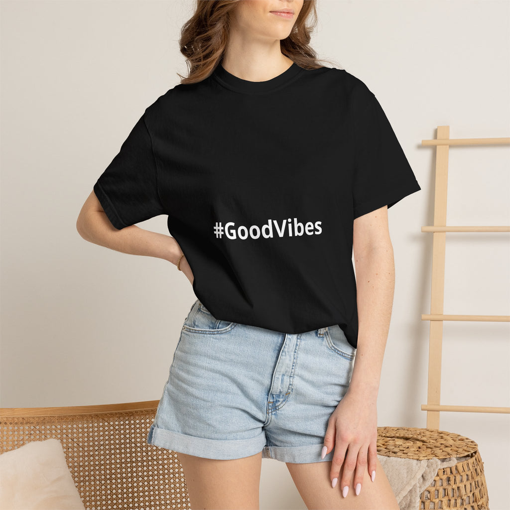 #GoodVibes T-Shirt — Casual Graphic Tee with Hashtag Positive Message